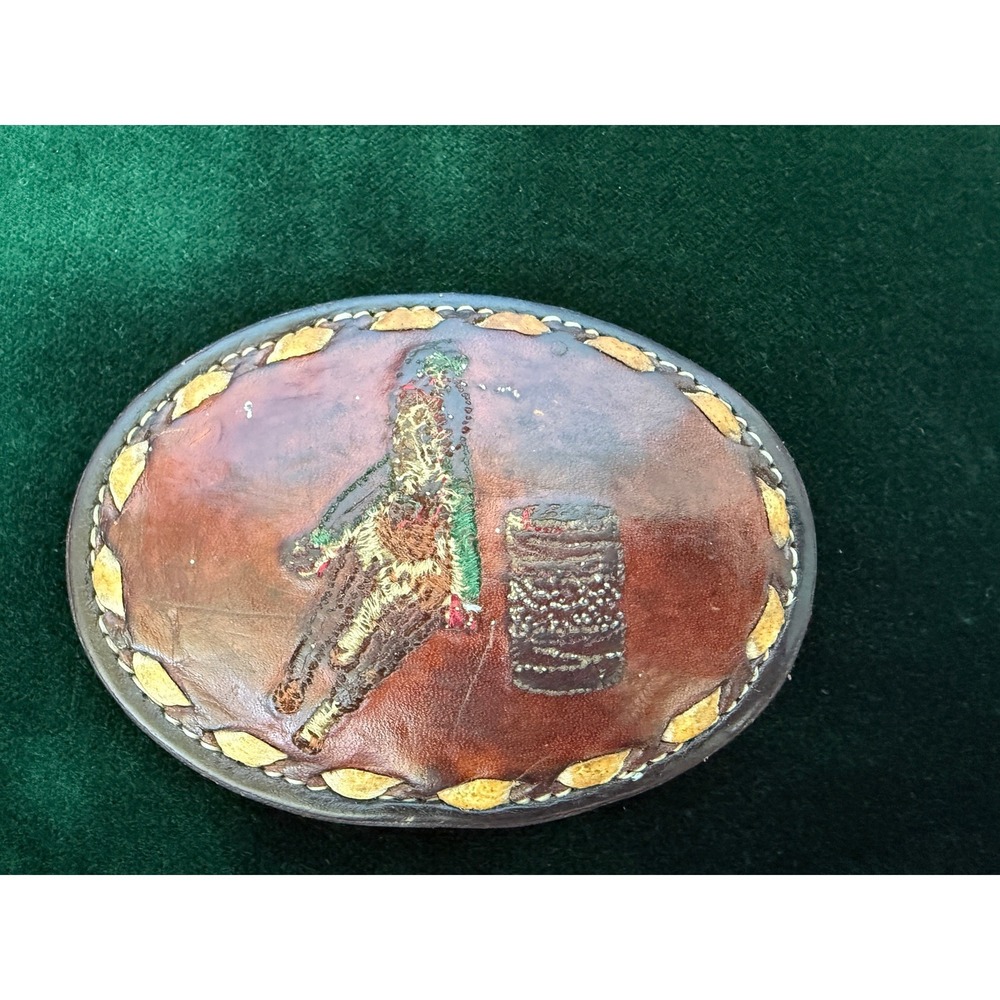 Vintage Tony‎ Lama Leather Belt Buckle #4809 Barrel Racing Cowgirl Rodeo